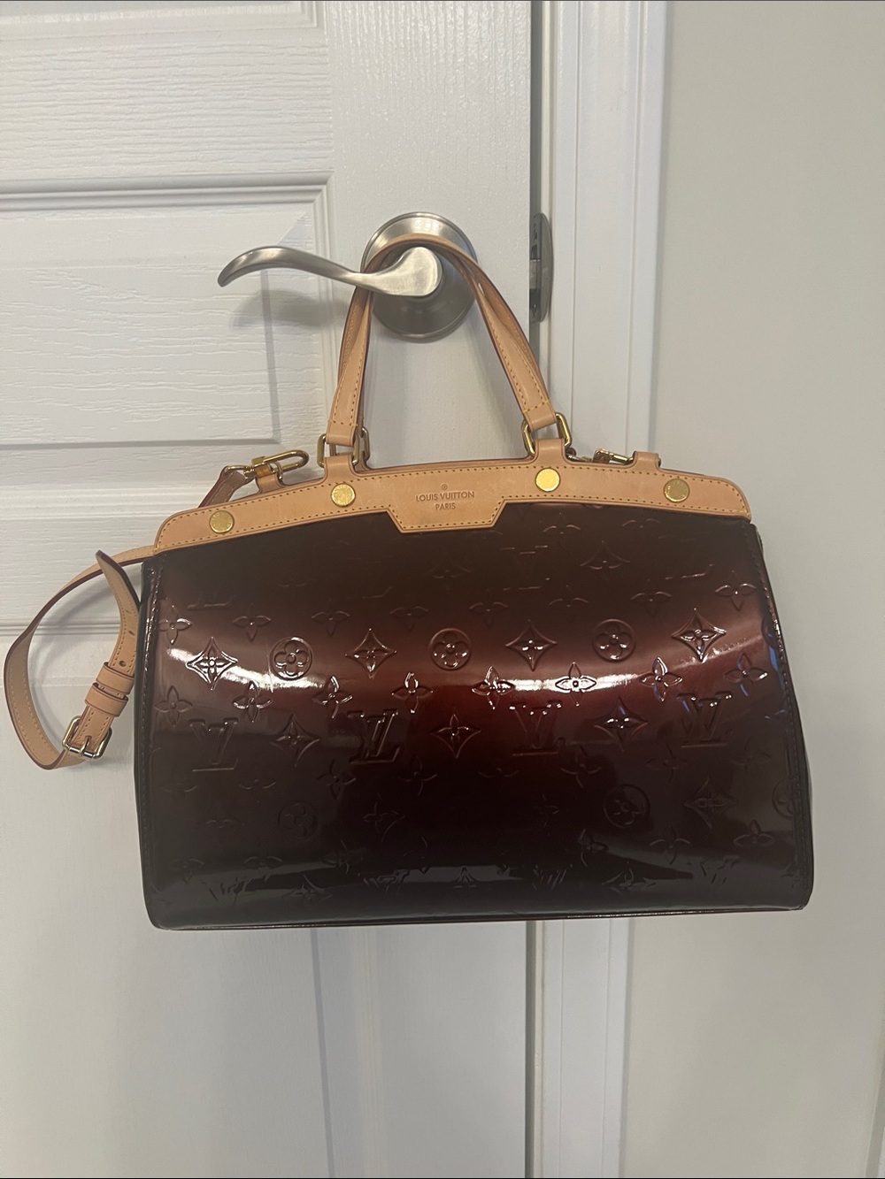 Louis Vuitton Vernis Alma Satchel in Burgundy to Dark Brown Ombre